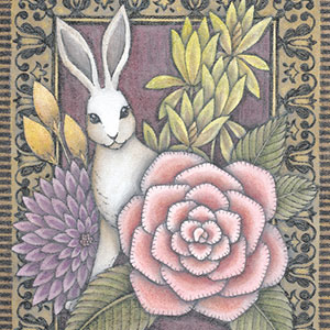 ウサギとバラ